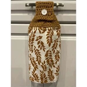 Crochet Top Kitchen Towel- Brown Fall Foliage